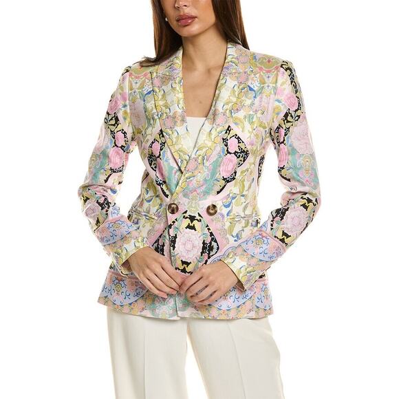 Elie Tahari The Skylar Linen-blend Blazer in Summer Damask Print - Picture 9 of 9